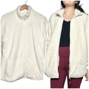 Uniqlo | Women | Cream Sherpa Full Zip Light Jacket | Size XL